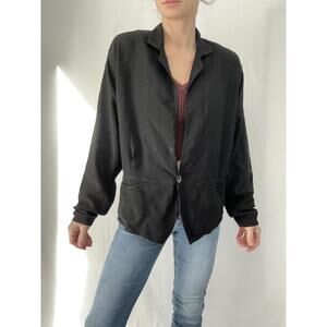 Jeanne Engelhart Black Lightweight Button Front Jacket Blazer